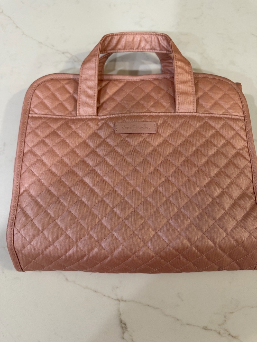 Vera Bradley Quilted Rose Gold cosmetic travel bag